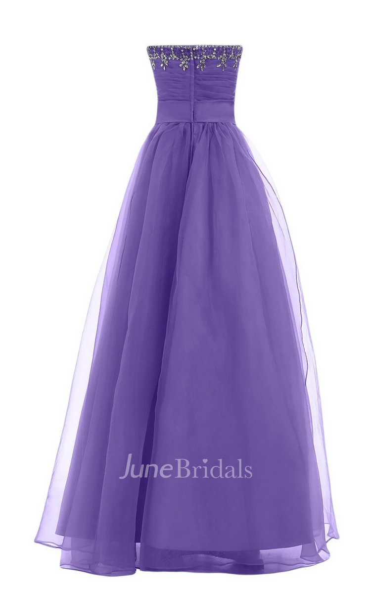 Sweetheart A-line Long Gown With Leaf Beadings