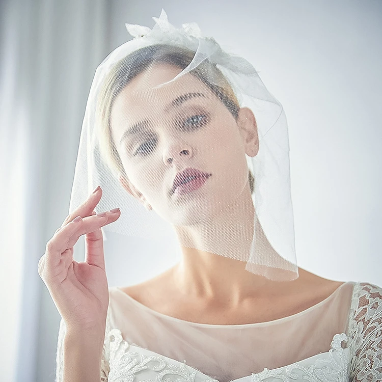 Western Style Short Bridal Veil with Sequins