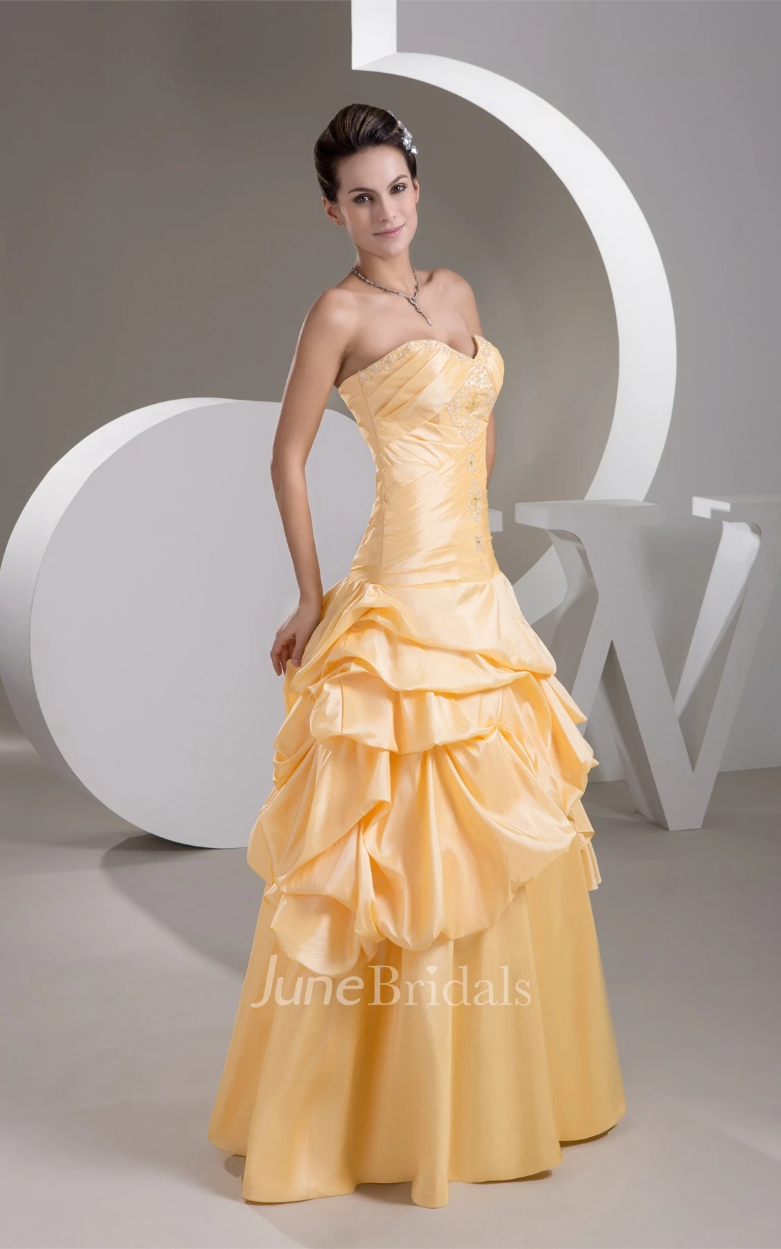Sweetheart Pick-Up A-Line Gown with Crystal Detailing