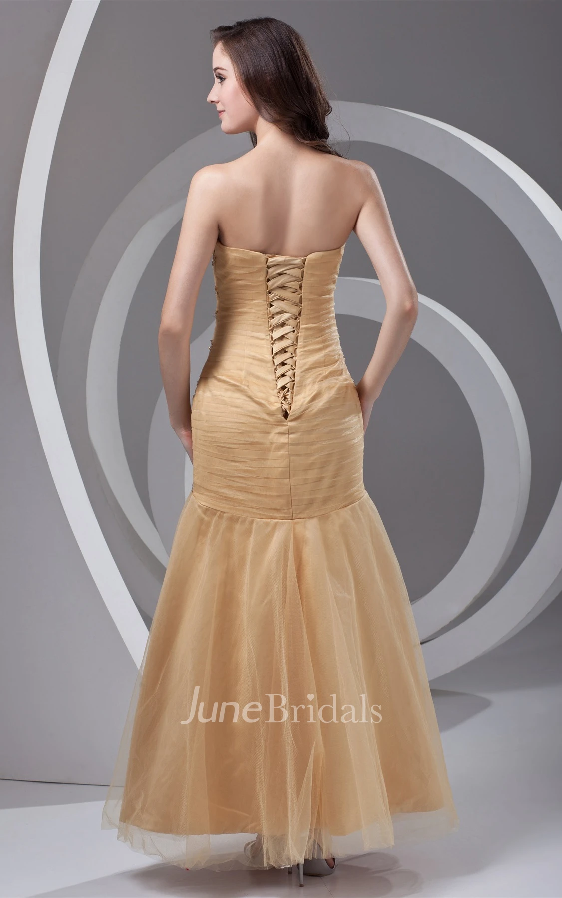 Sweetheart Ankle-Length Column A-Line Gown with Crystal