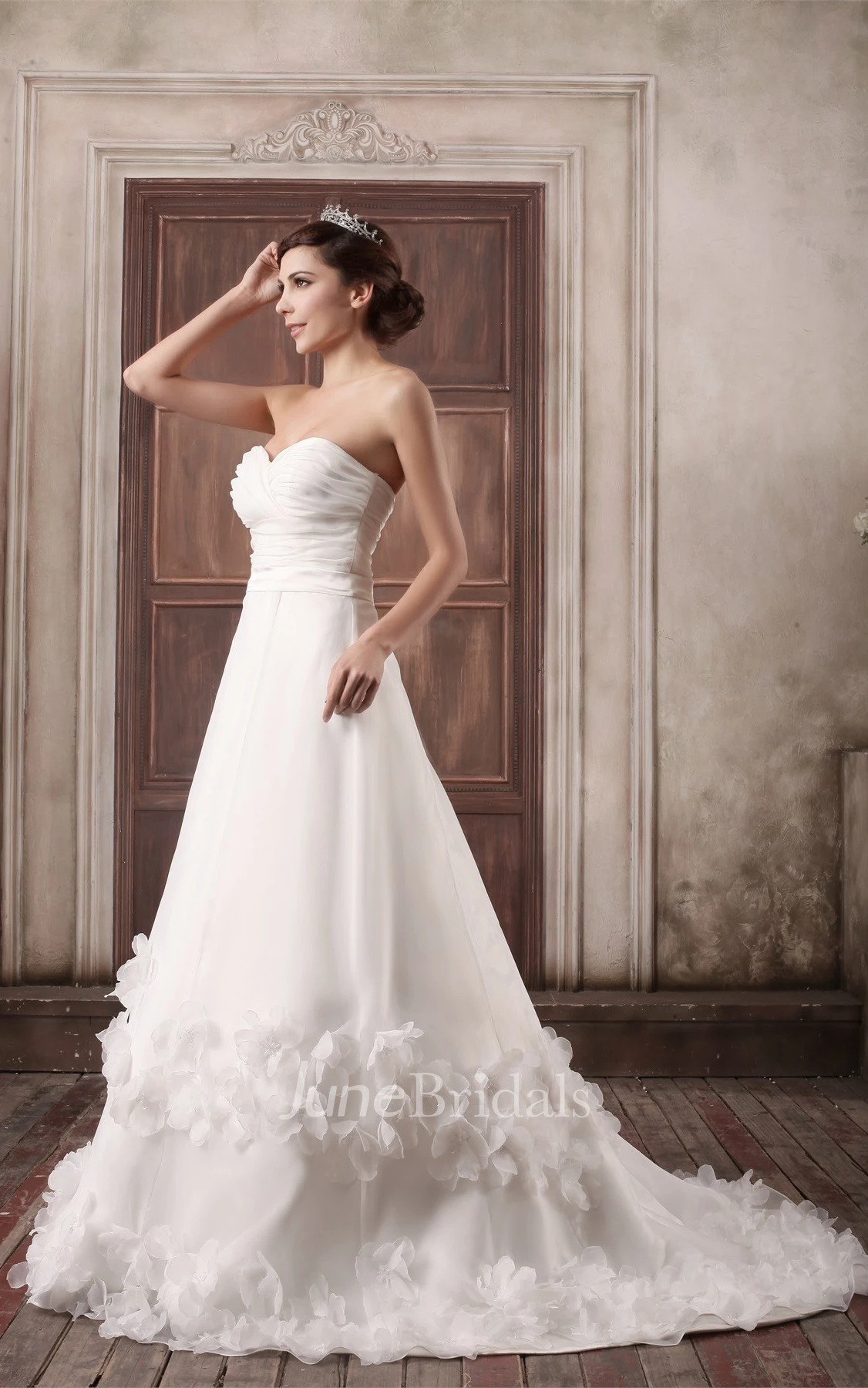 Sweetheart Criss-Cross A-Line Dress with Flower