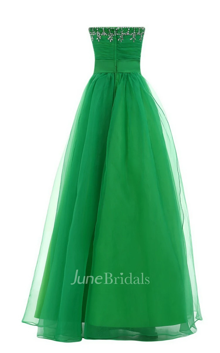 Sweetheart A-line Long Gown With Leaf Beadings