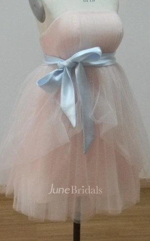 Mini Organza Dress With Sash and Pleats