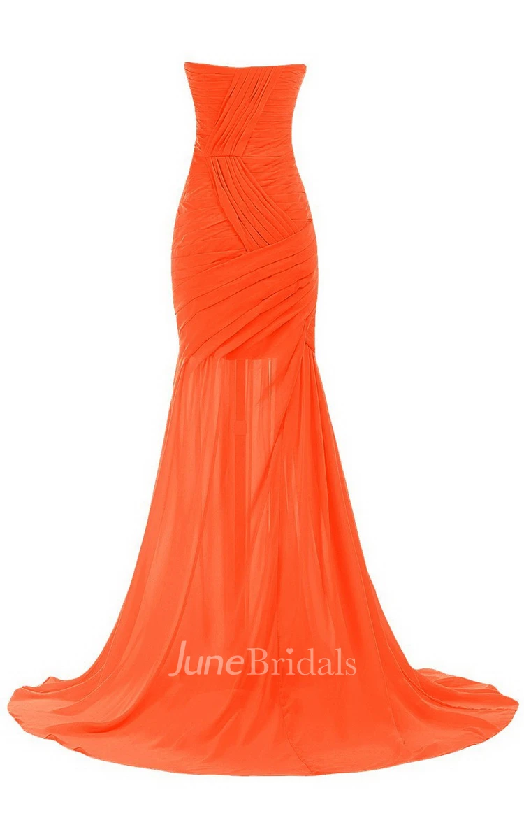 Sweetheart Sweep Train Gown With Ruching and Beading