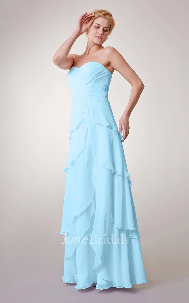 Empire Sweetheart Chiffon Long Dress With Tiers