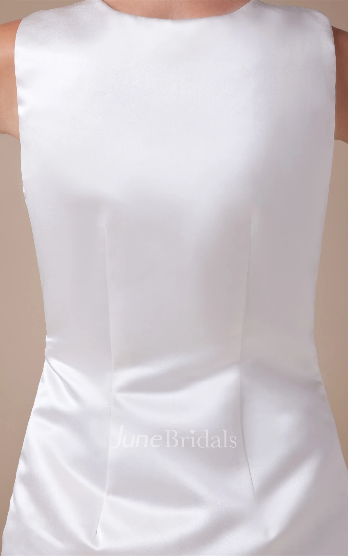 Sleeveless Satin Fitted Dress with Rhinestone and Zipper