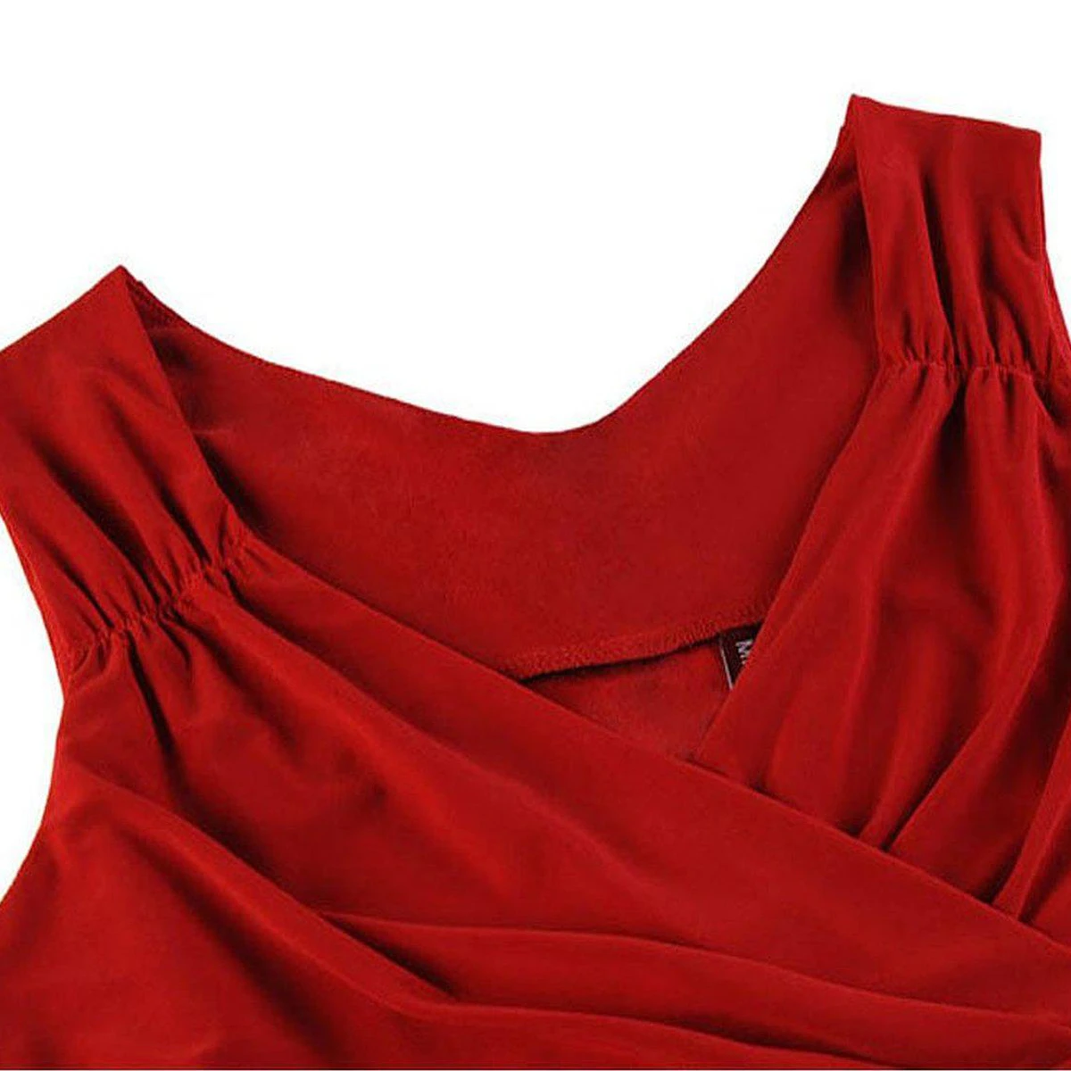 Cap-sleeved V-neck Sheath Dress With Pleats