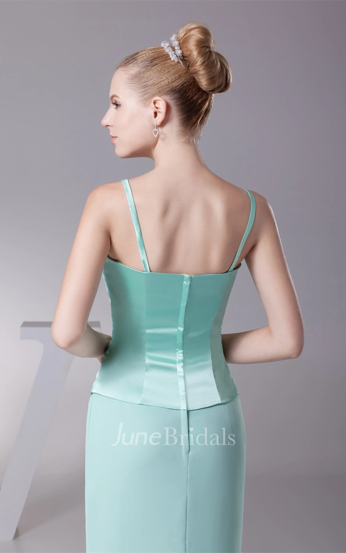 Spaghetti-Strap Sheath Floor-Length Dress with Bolero