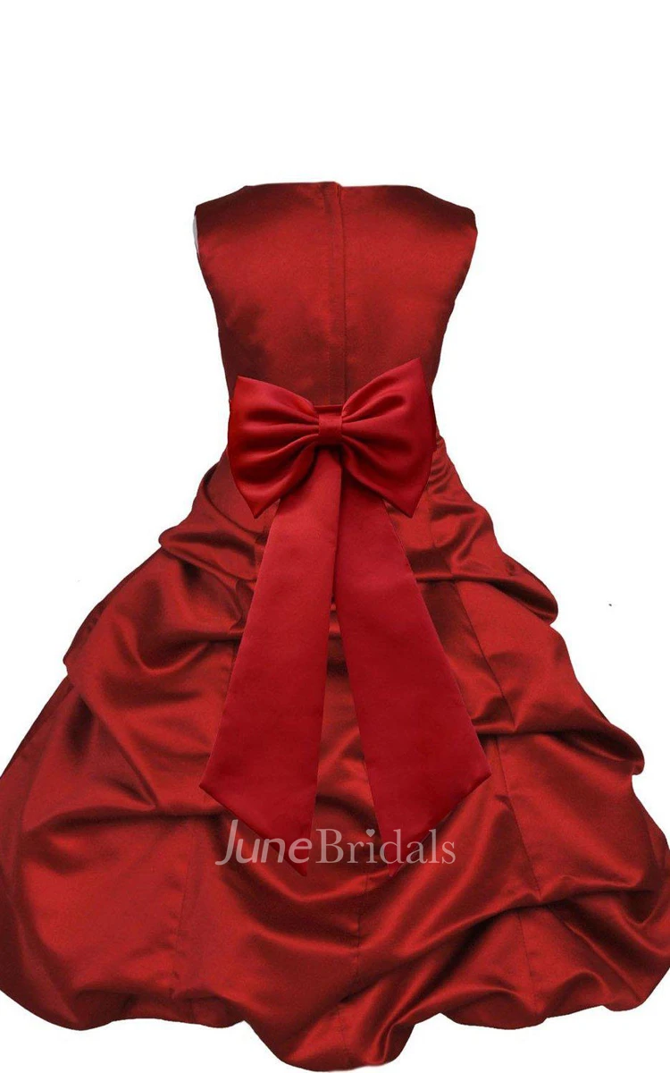 Sleeveless A-line Ruffled Dress With Flower and Bow