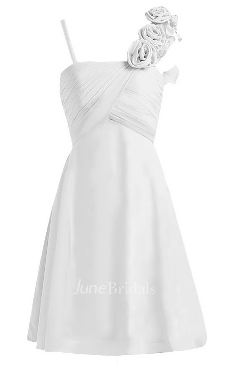 Spaghetti Straps Basque Waist Wedding Dress With 3D-Flower