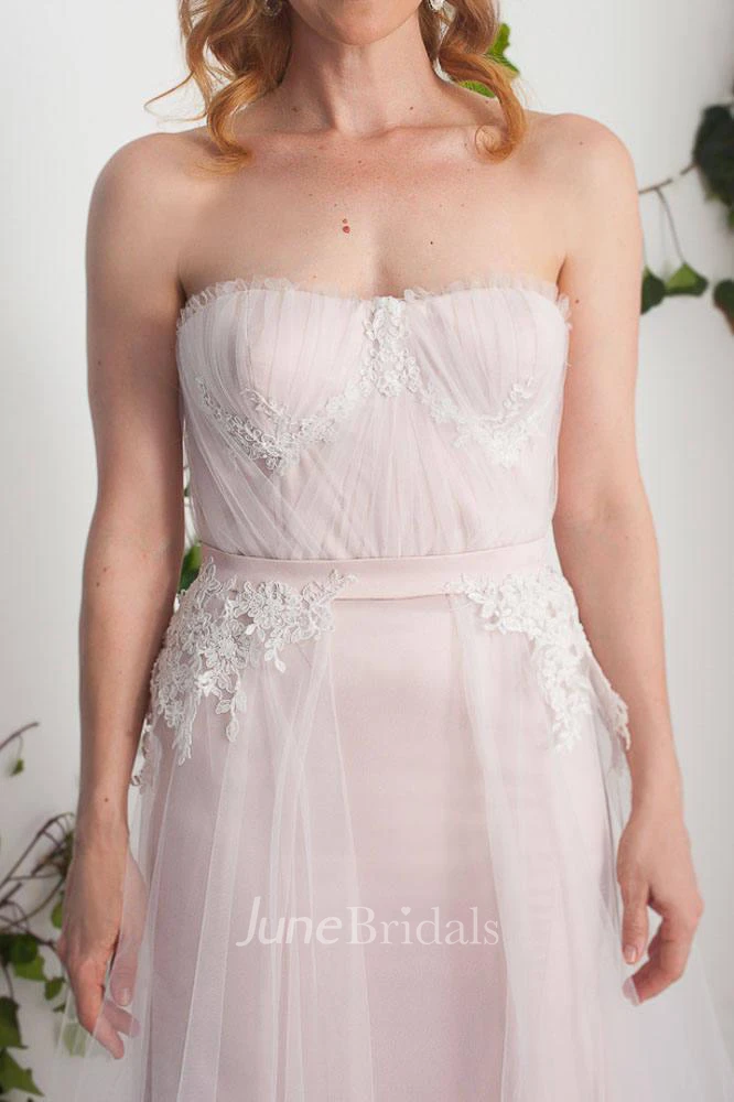 Tulle Satin Beaded Lace Lace-Up Corset Back Wedding Dress