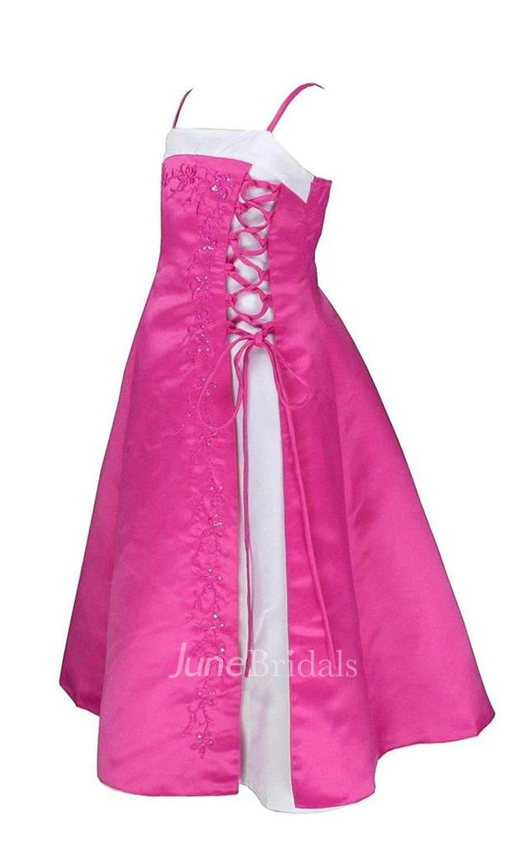 Sleeveless A-line Appliqued Dress With Straps and Sequins