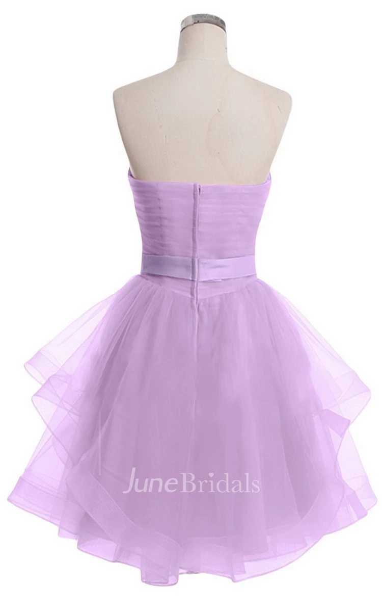 Sweetheart A-line Mini Dress With Pearled Waist