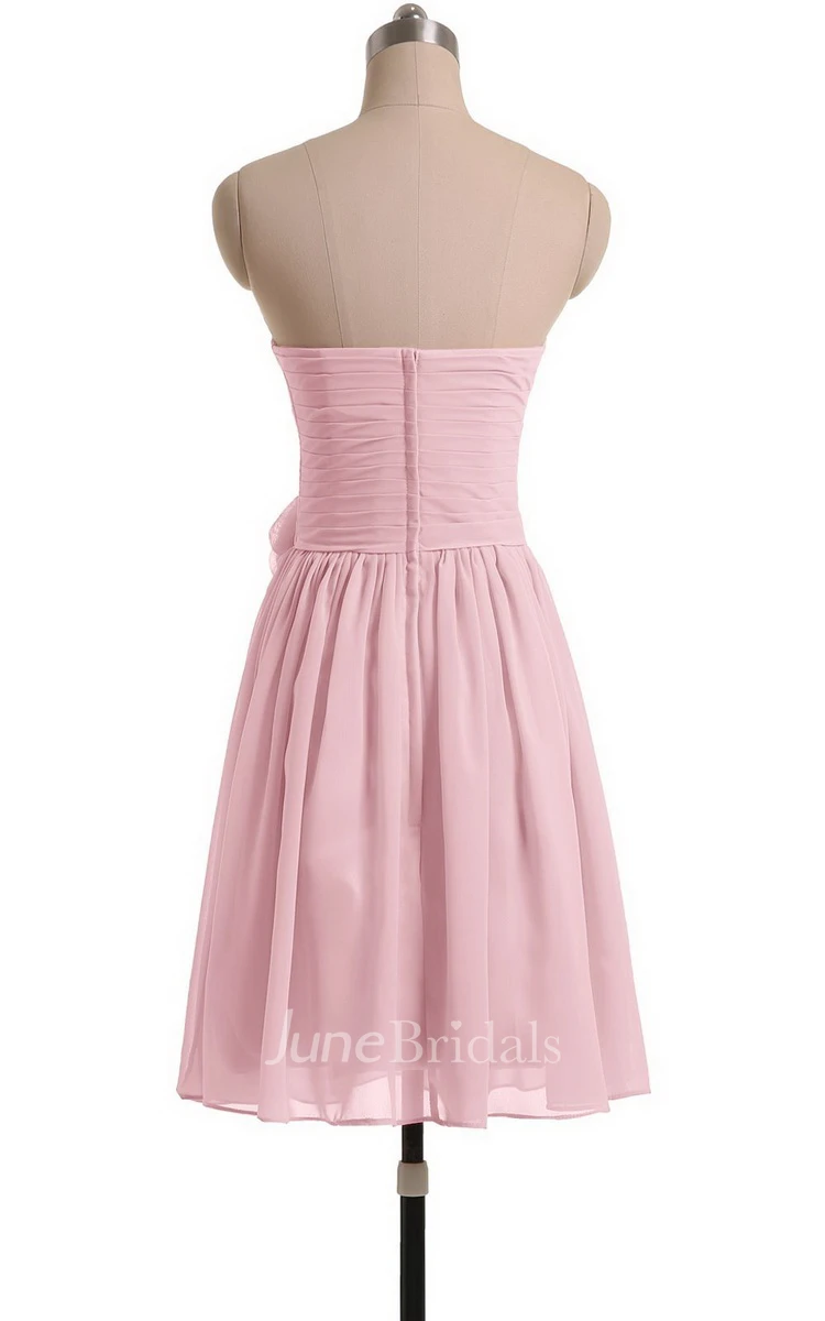Sweetheart A-line Short Chiffon Dress With Flower