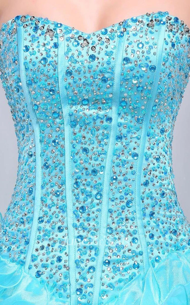 Stunning Sweetheart Ruffled Ball Gown With Beadings