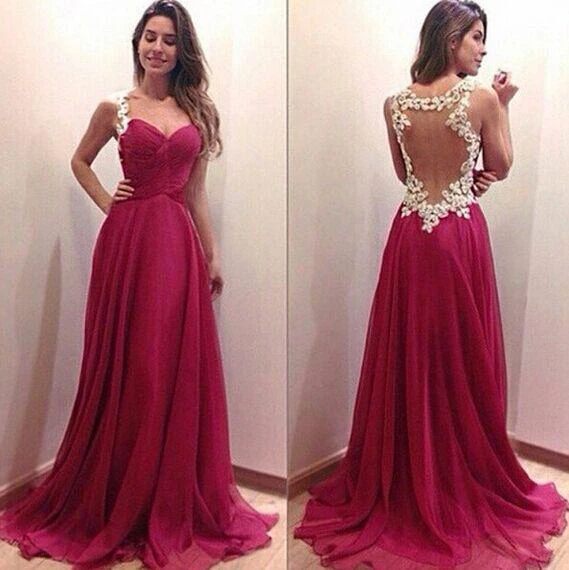Modern Sweetheart Sleeveless Chiffon Prom Dress Spaghetti Strap Floor-length With Appliques