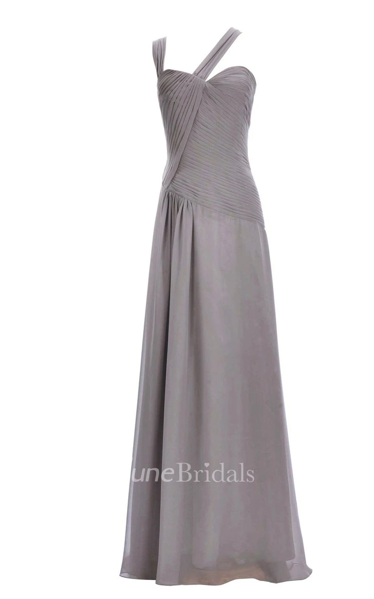 One-shoulder Sweetheart Long Empire Dress With Side Slit