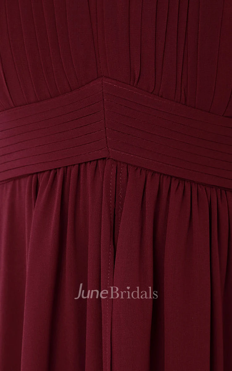 Brilliant Halter Sleeveless Empire Chiffon Long Dress