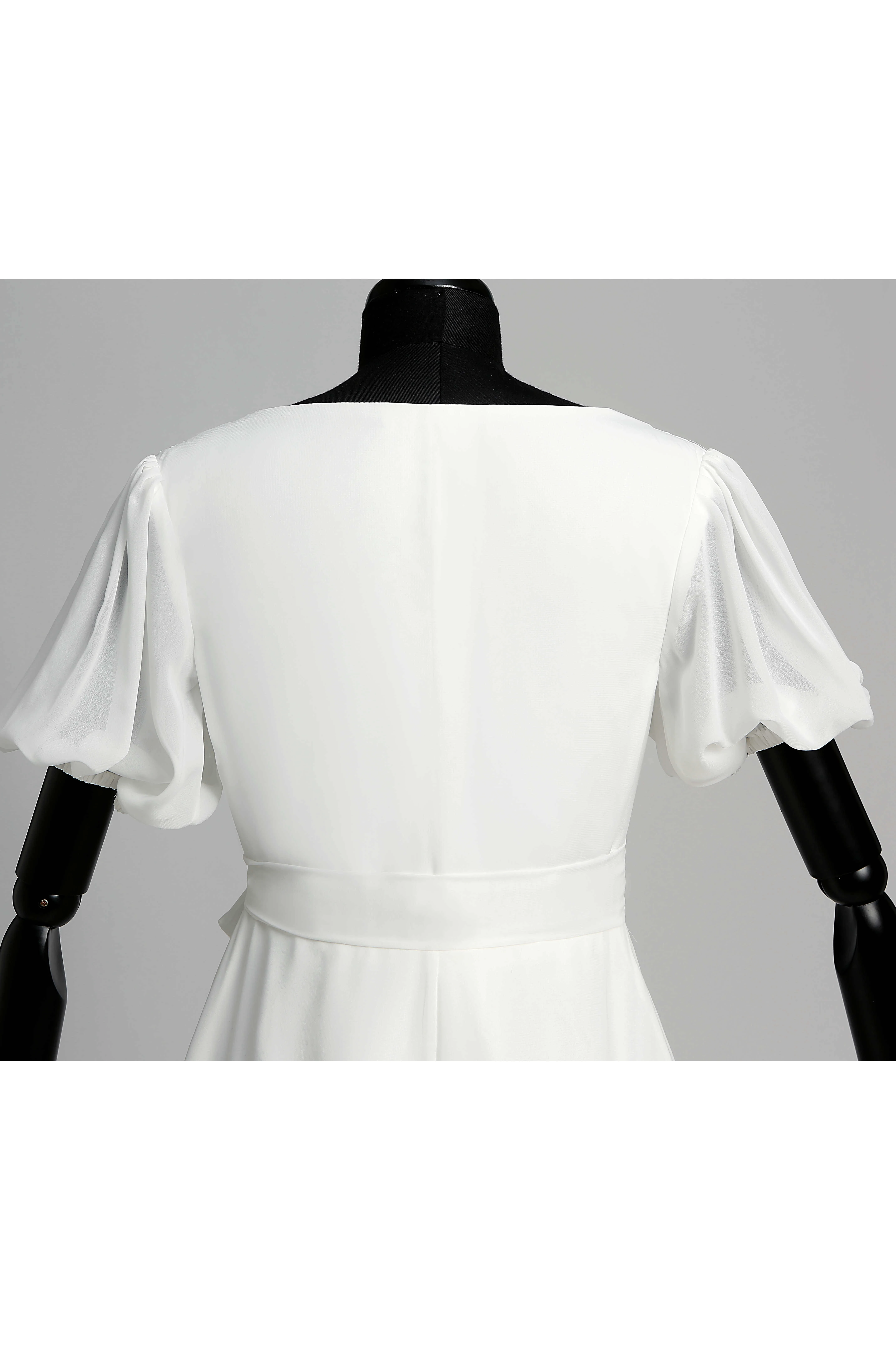 Puf Style Sleeve V-neck Long Chiffon Maternity Wedding Dress