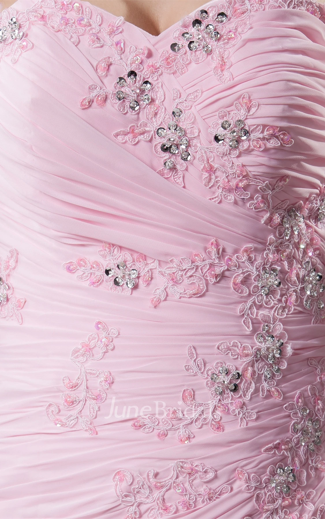 Sweetheart Criss-Cross Appliqued Dress with Tiers and Front Slit