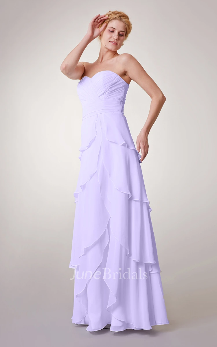 Empire Sweetheart Chiffon Long Dress With Tiers