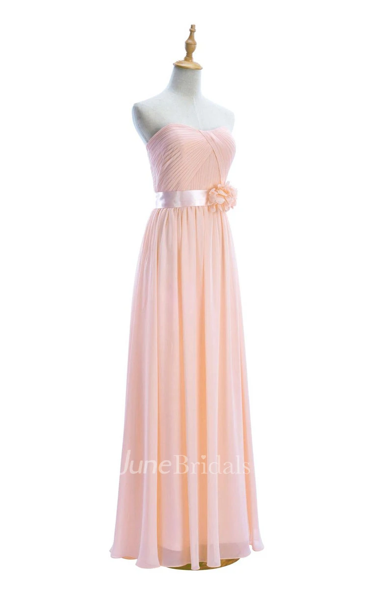 One-shoulder Sweetheart Long Empire Dress With Side Slit