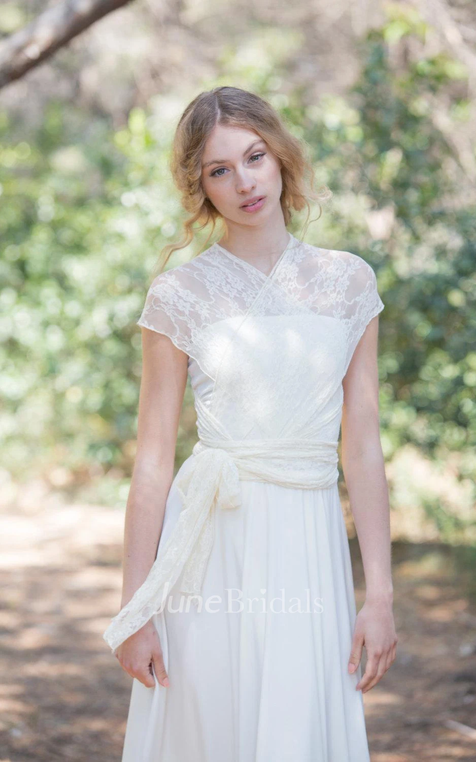 Lace Lay Sleeveless Ivory Floor-Length Dress With Pleats