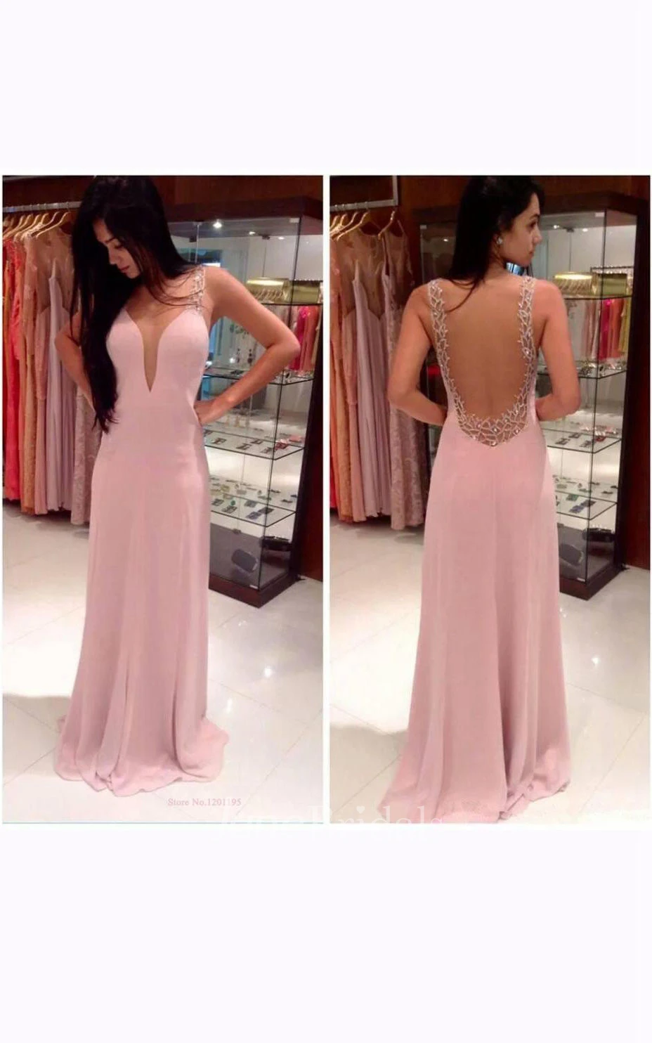 Long Backless Chiffon Stuning New Arrival