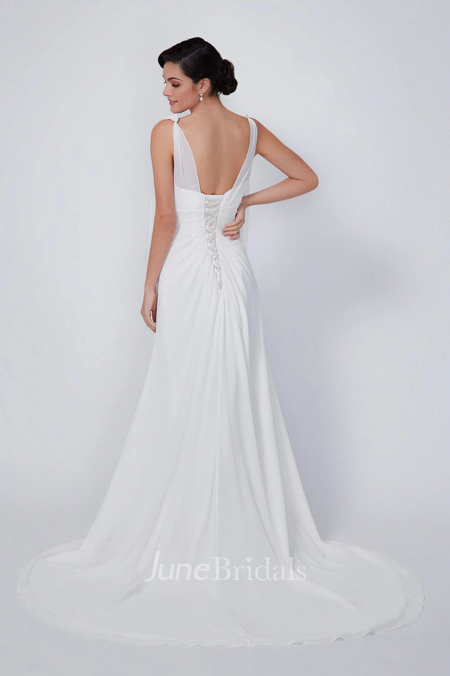 Sexy Sleeveless Court Train Wedding Dress With Lace-up/Corset Back