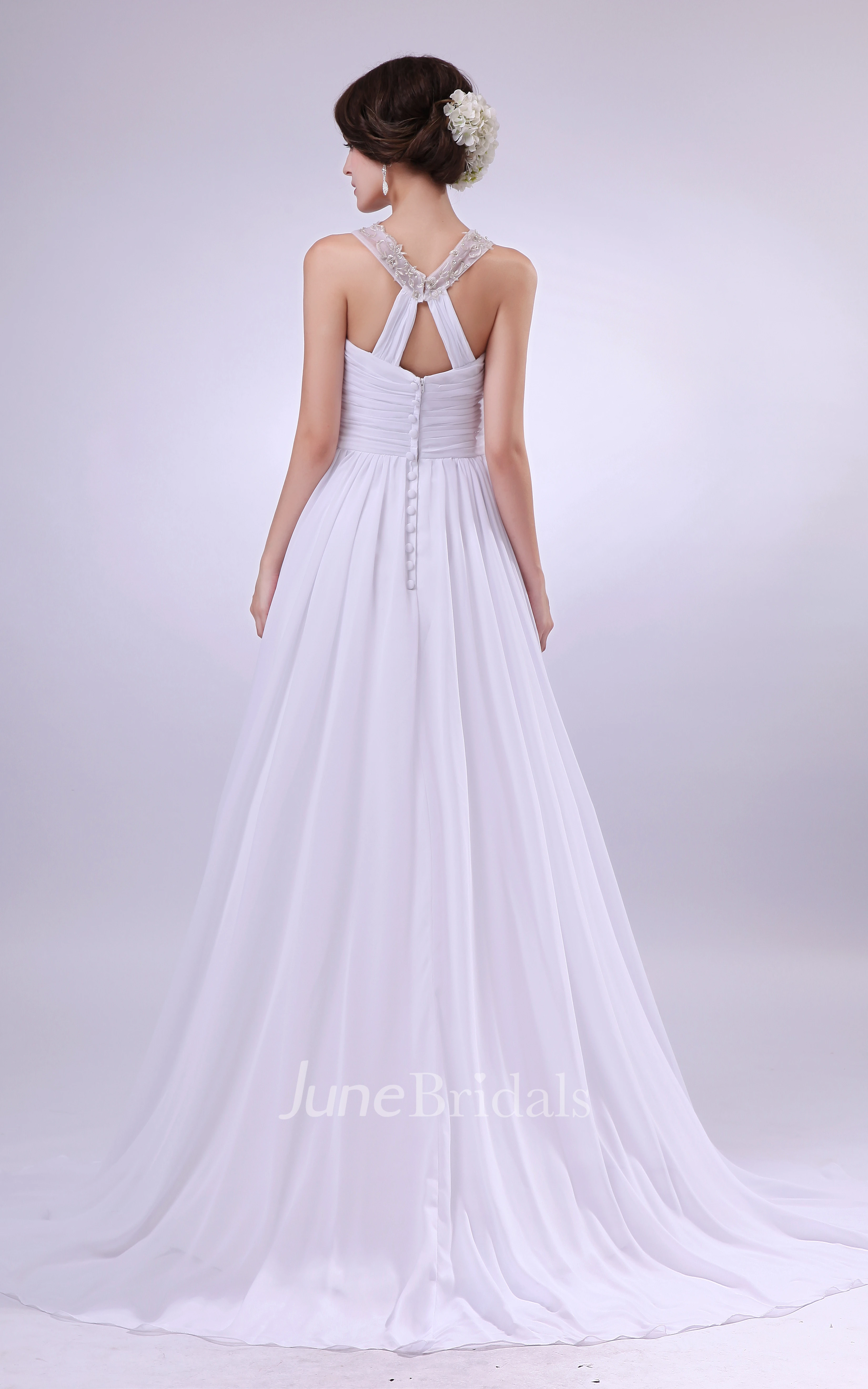 Draping Sleeveless Dress With Zipper Back And Crystal Detailing