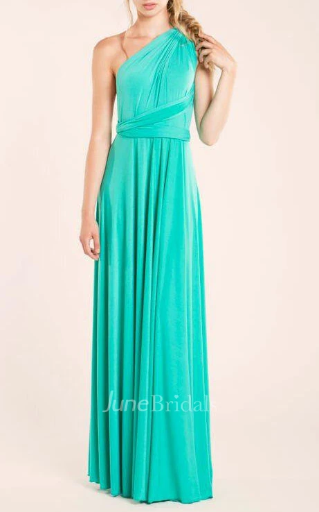 Floor-length Jersey&Satin Dress