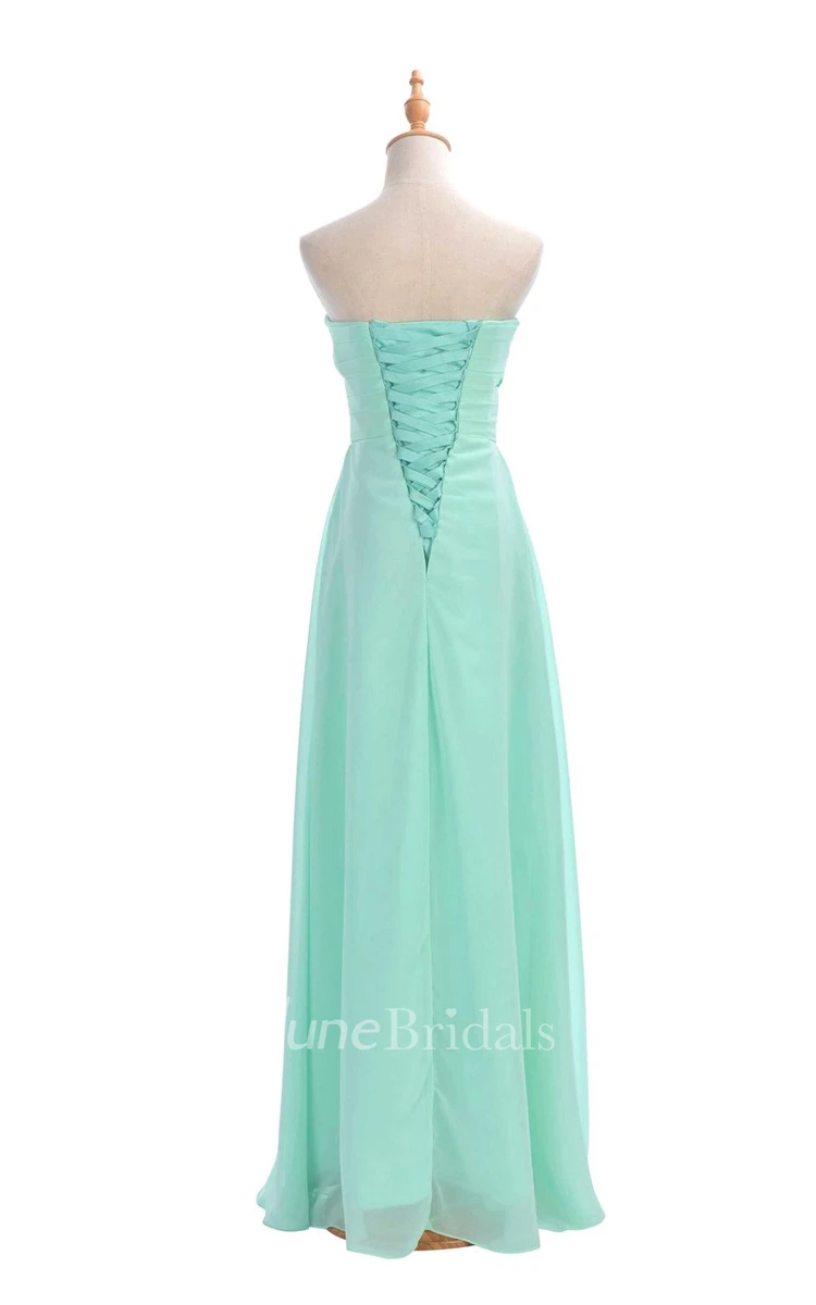 Sweetheart Criss-cross Chiffon A-line Dress With Lace-up Back