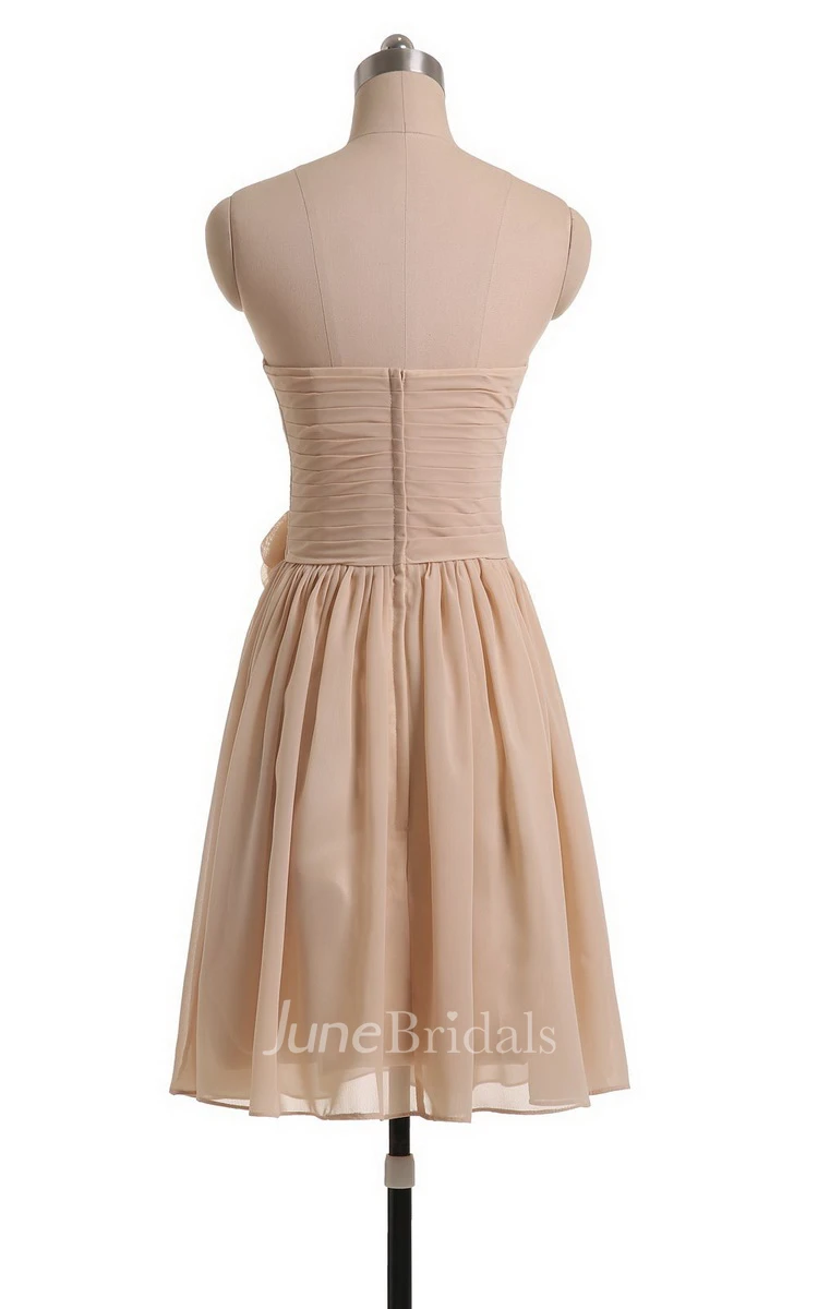 Sweetheart A-line Short Chiffon Dress With Flower
