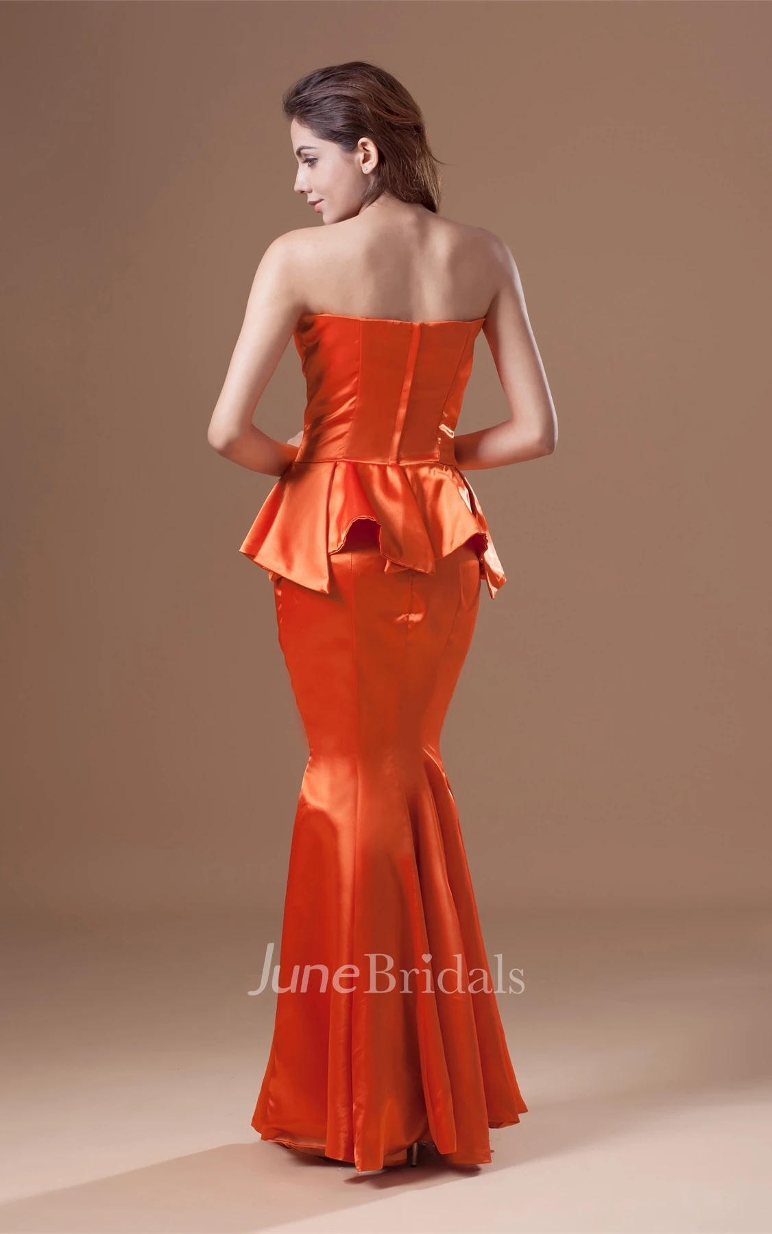 satin mermaid sweetheart gown with pleats and peplum