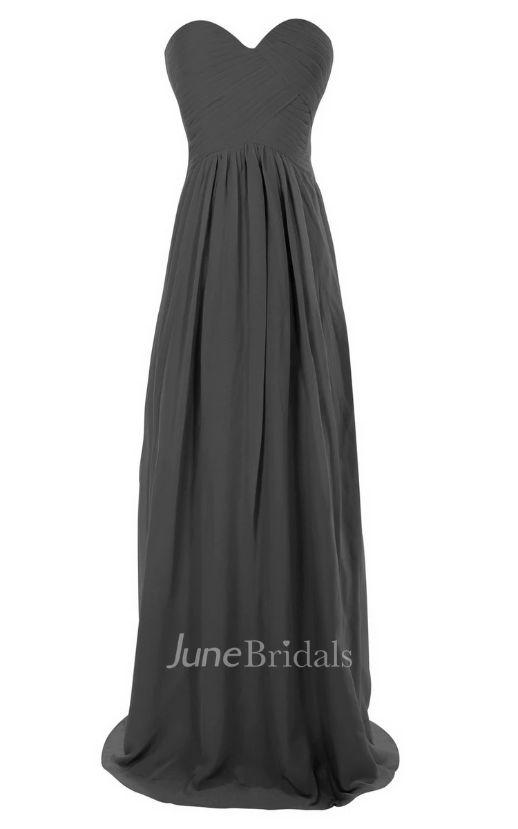 Sweetheart Long Chiffon Gown With Crisscross Ruching