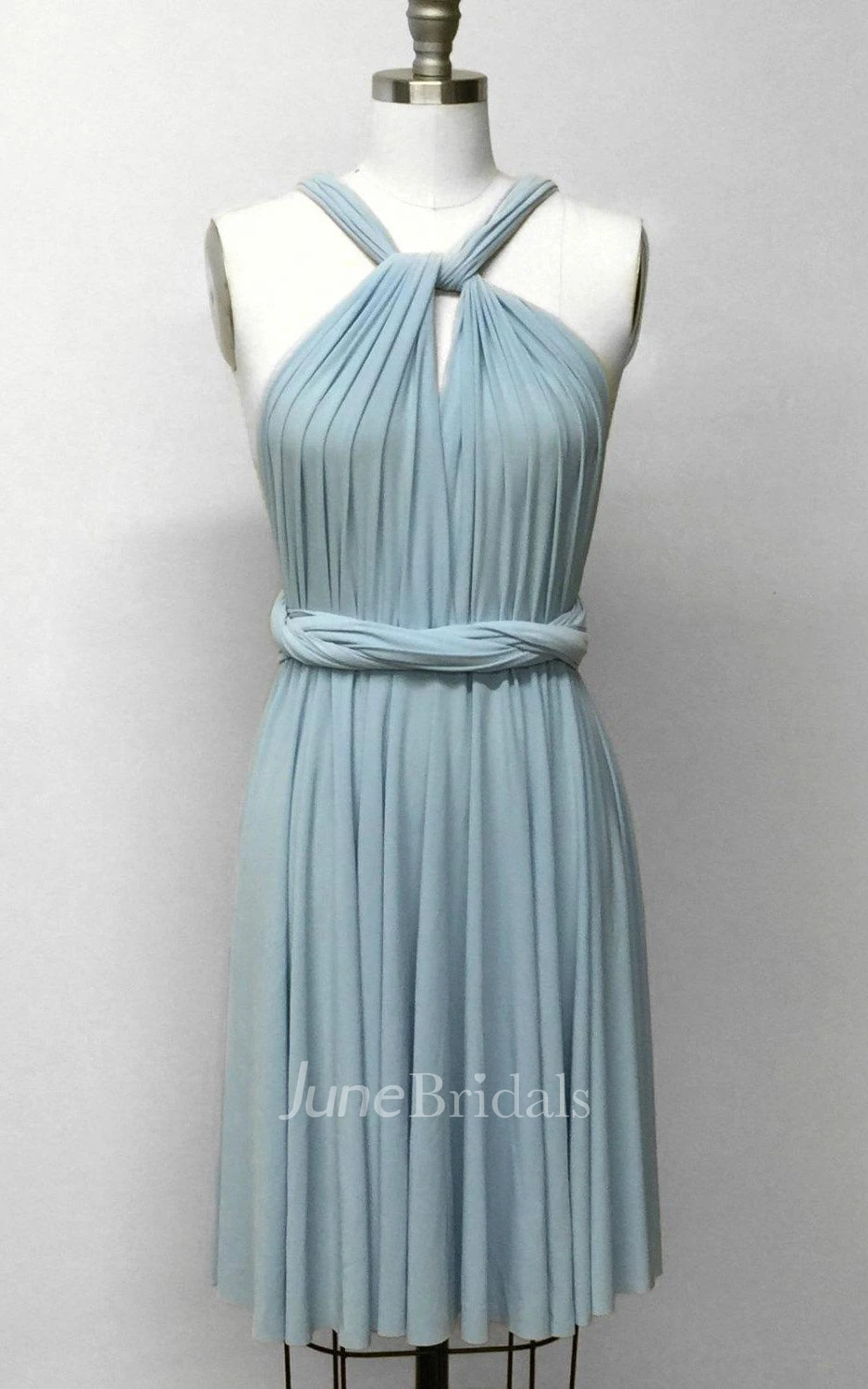 Baby Blue Short Infinity Convertible Formal Multiway Wrap Bridesmaid Party Cocktail Evening Wedding Bridal Dress