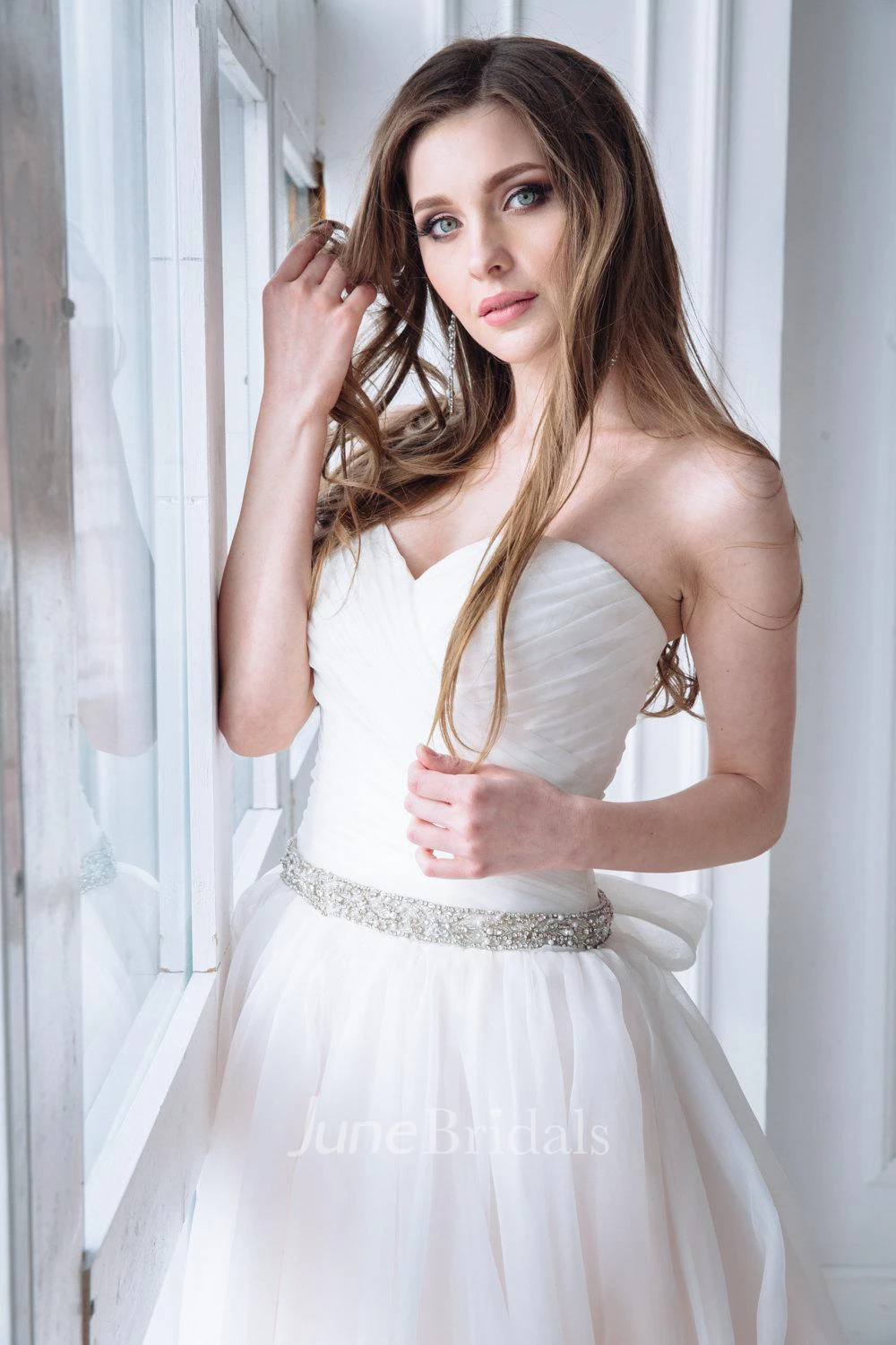 Organza Satin Lace Lace-Up Corset Back Wedding Dress