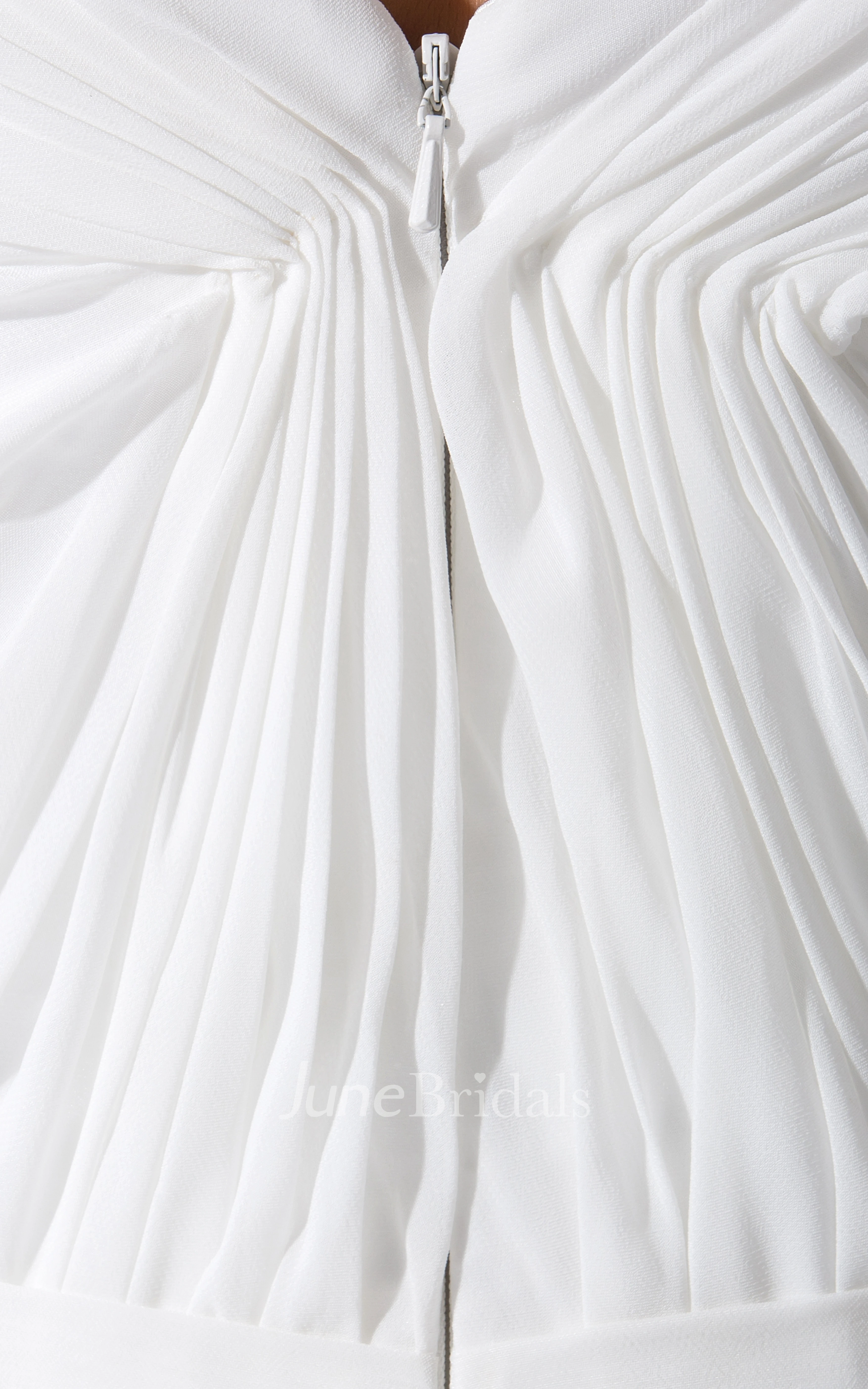 Caped-Sleeve Chiffon Criss-Cross Ruched Dress With Watteau Train