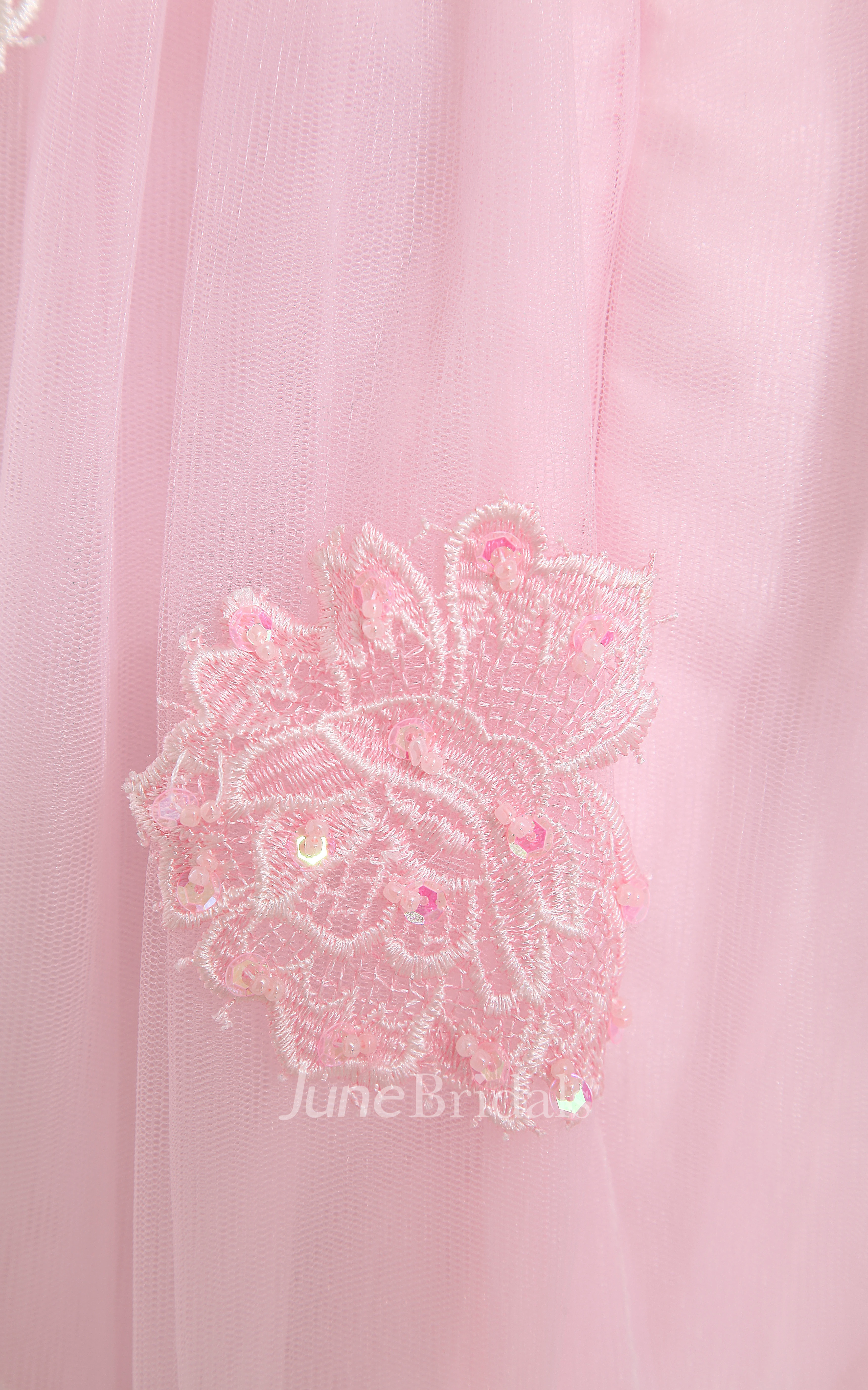 Blushing Sweetheart A-Line Dress With Tulle Overlay