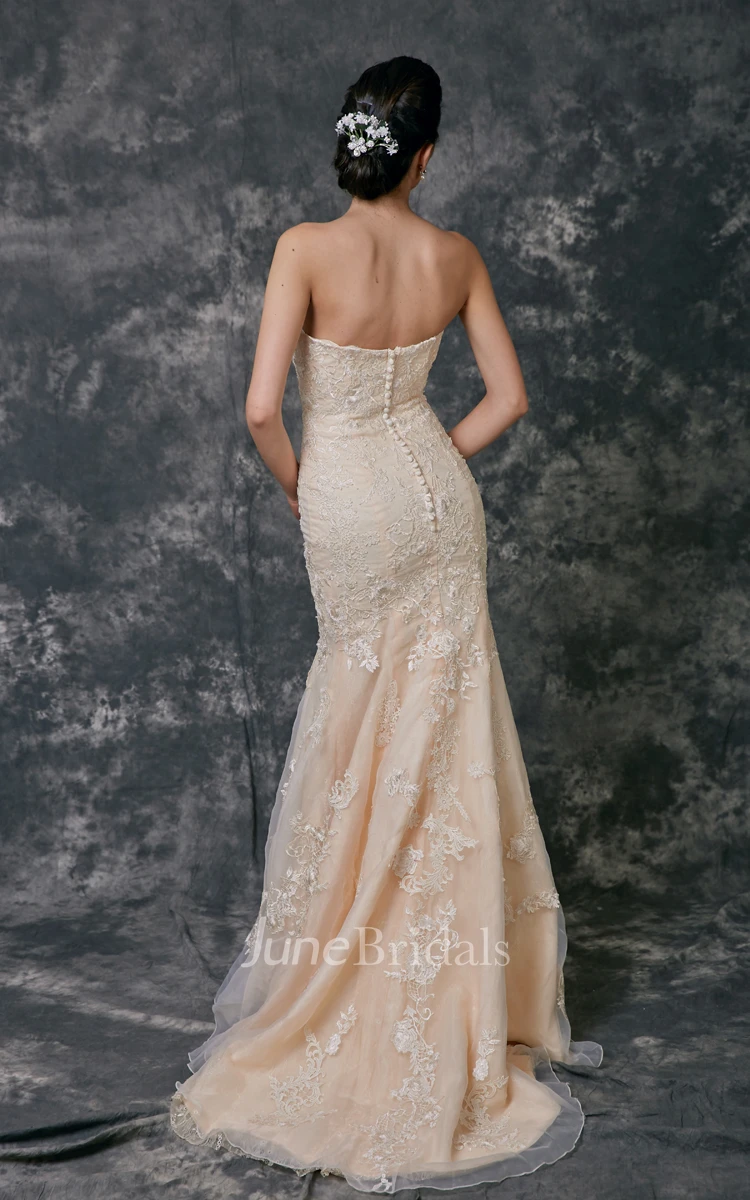 Lace Sweetheart Mermaid Gown With Removable Cap Sleeves