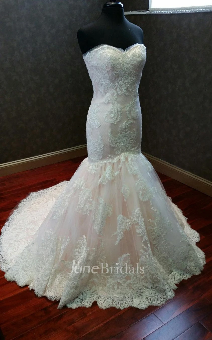 Custom Made Beautiful Mermaid Wedding Dress With Appliques