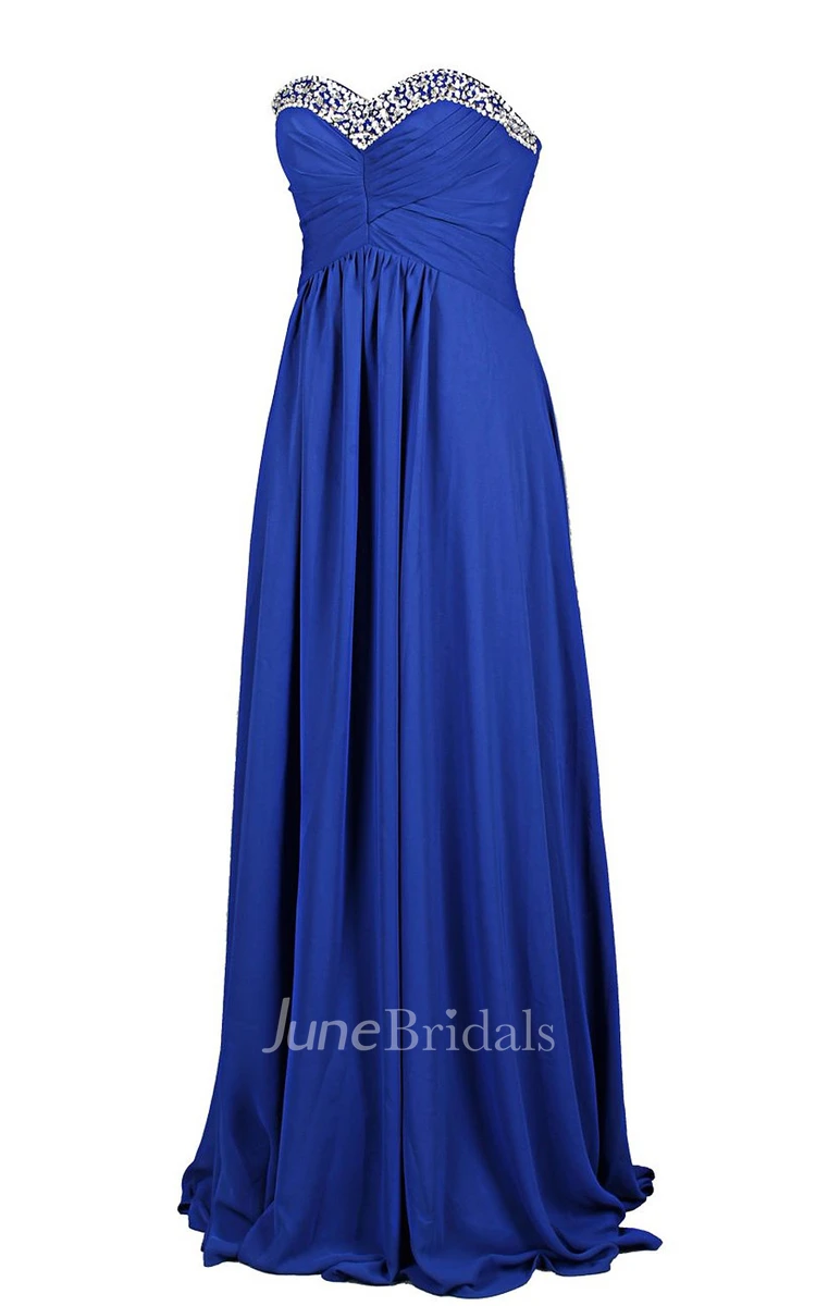 Sweetheart Crystal-beaded A-line Gown With Lace-up Back