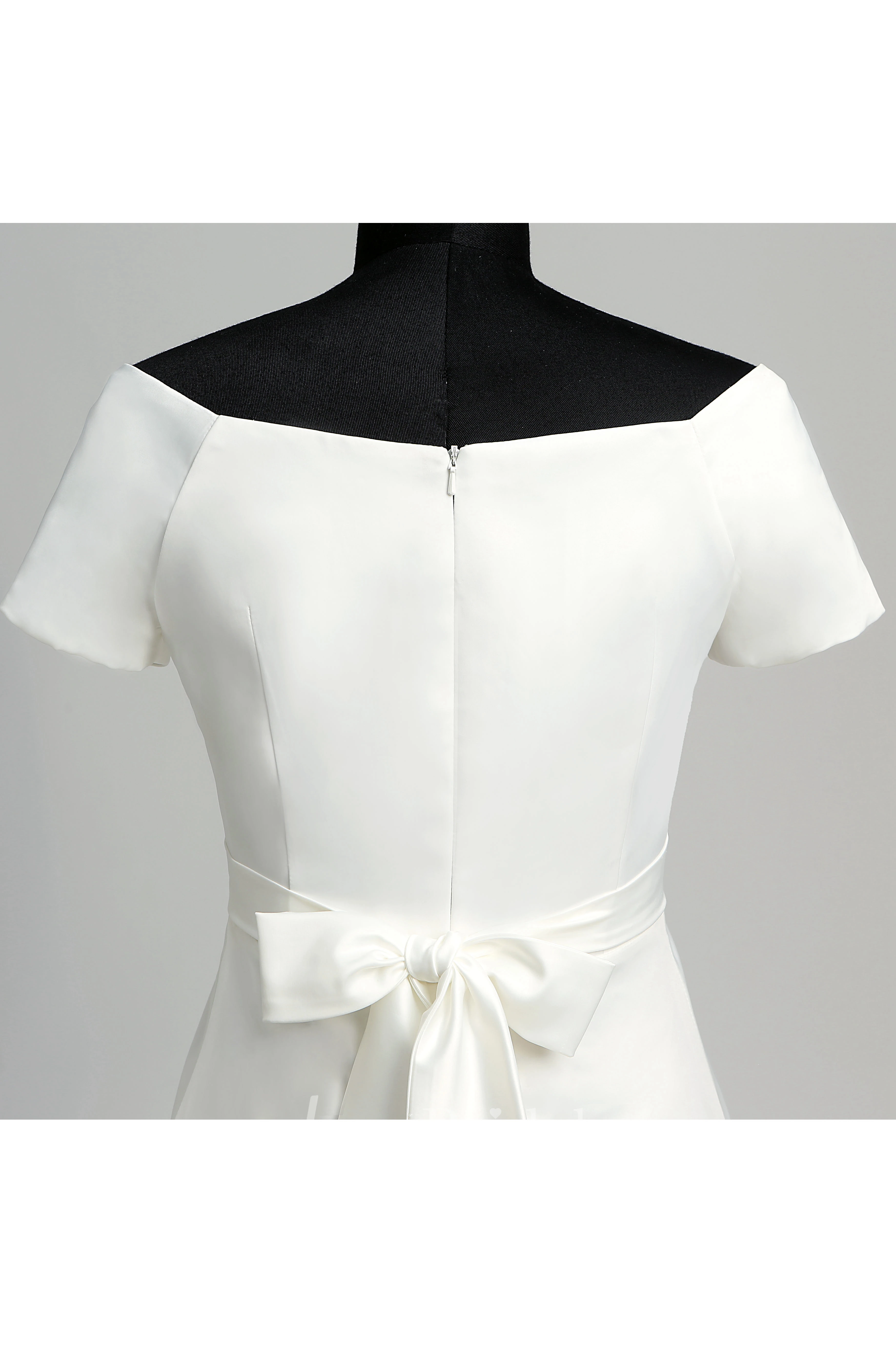 Graceful Off-the-shoulder A-line Beaded Satin Maternity Wedding Dress