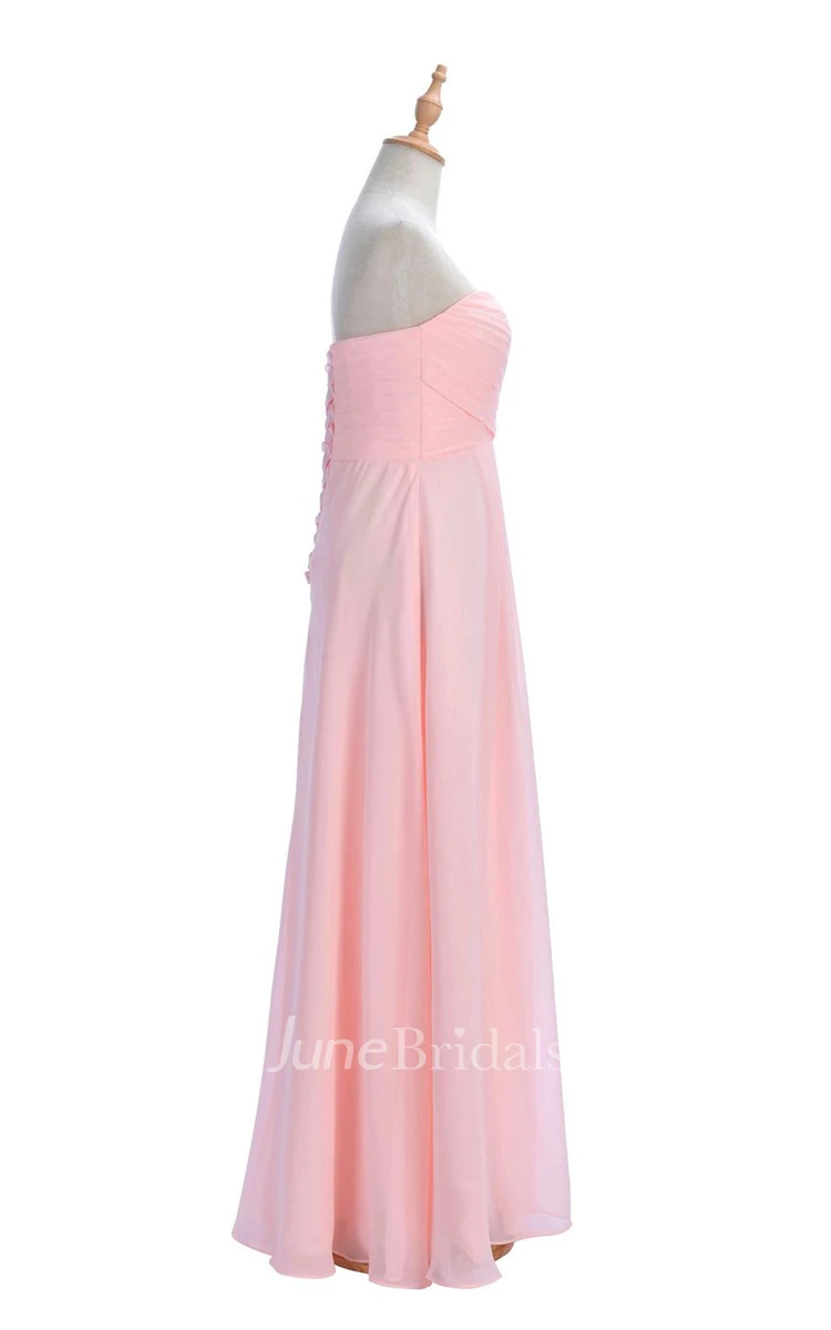 Sweetheart Criss-cross Chiffon A-line Dress With Lace-up Back