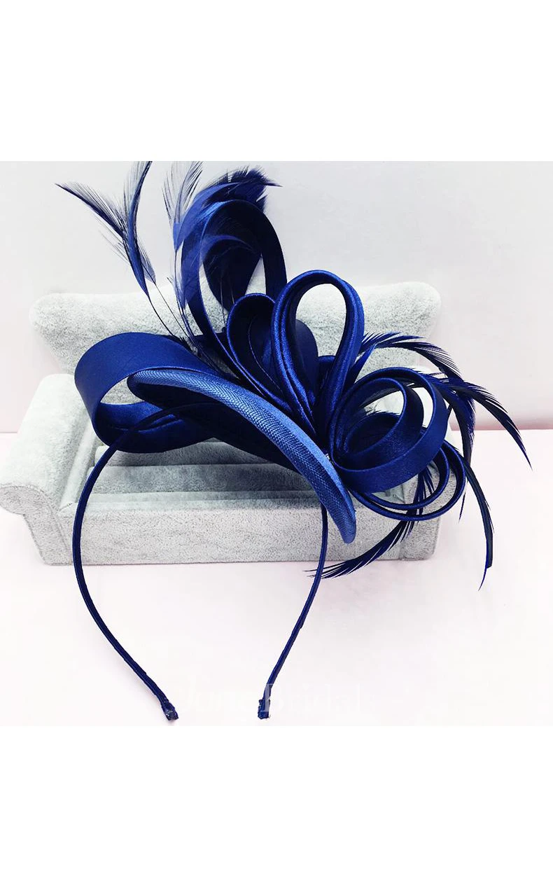 Original Europe And The United States Sapphire Blue Satin Hair Band Hair Band Bridal Wedding Dress Red Headdress