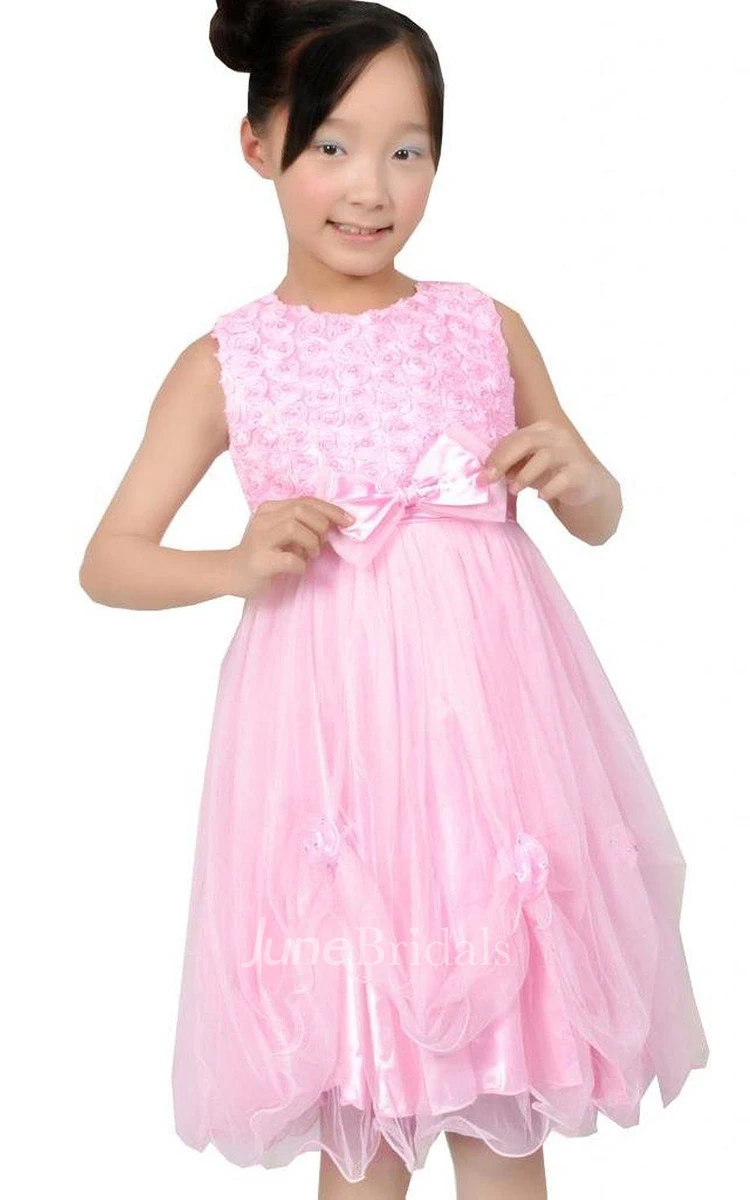 Sleeveless A-line Dress With Flroal Bodice