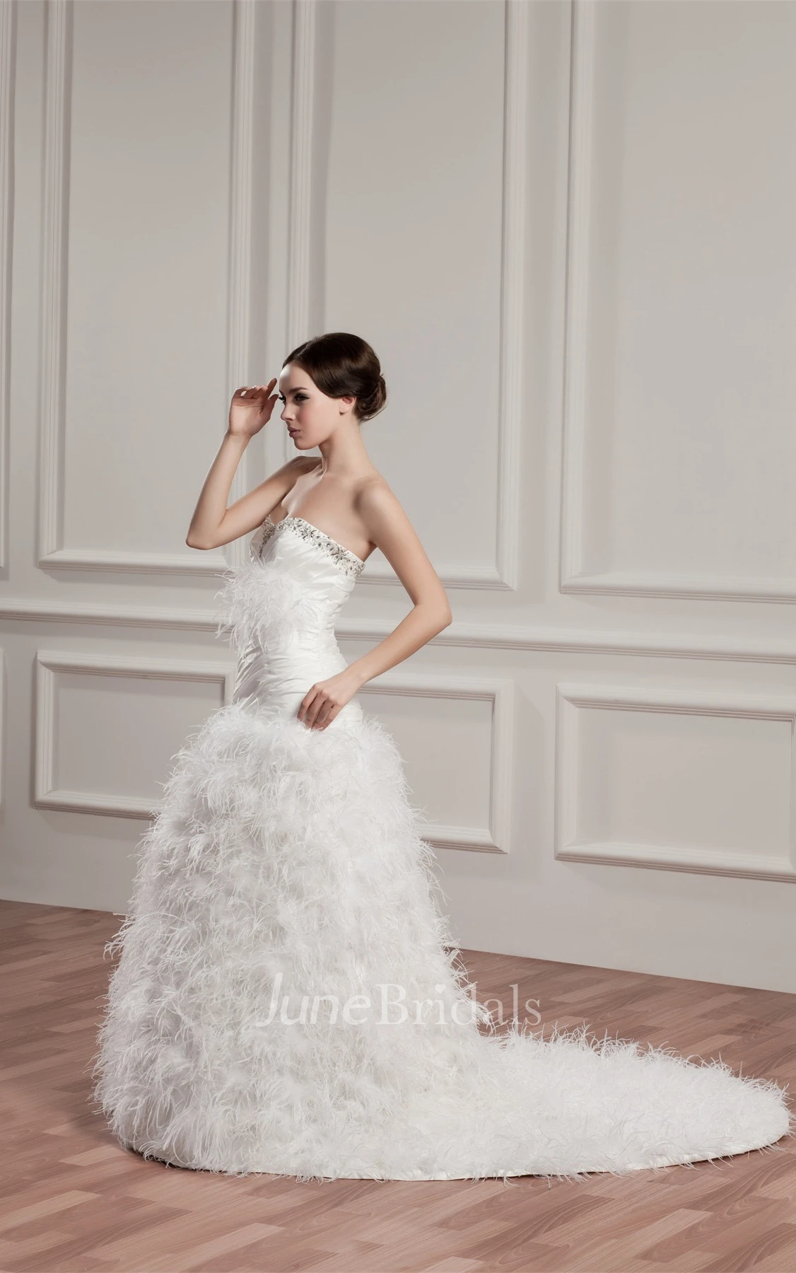 Sweetheart Ruched A-Line Dress with Beading and Fluffy Skirt