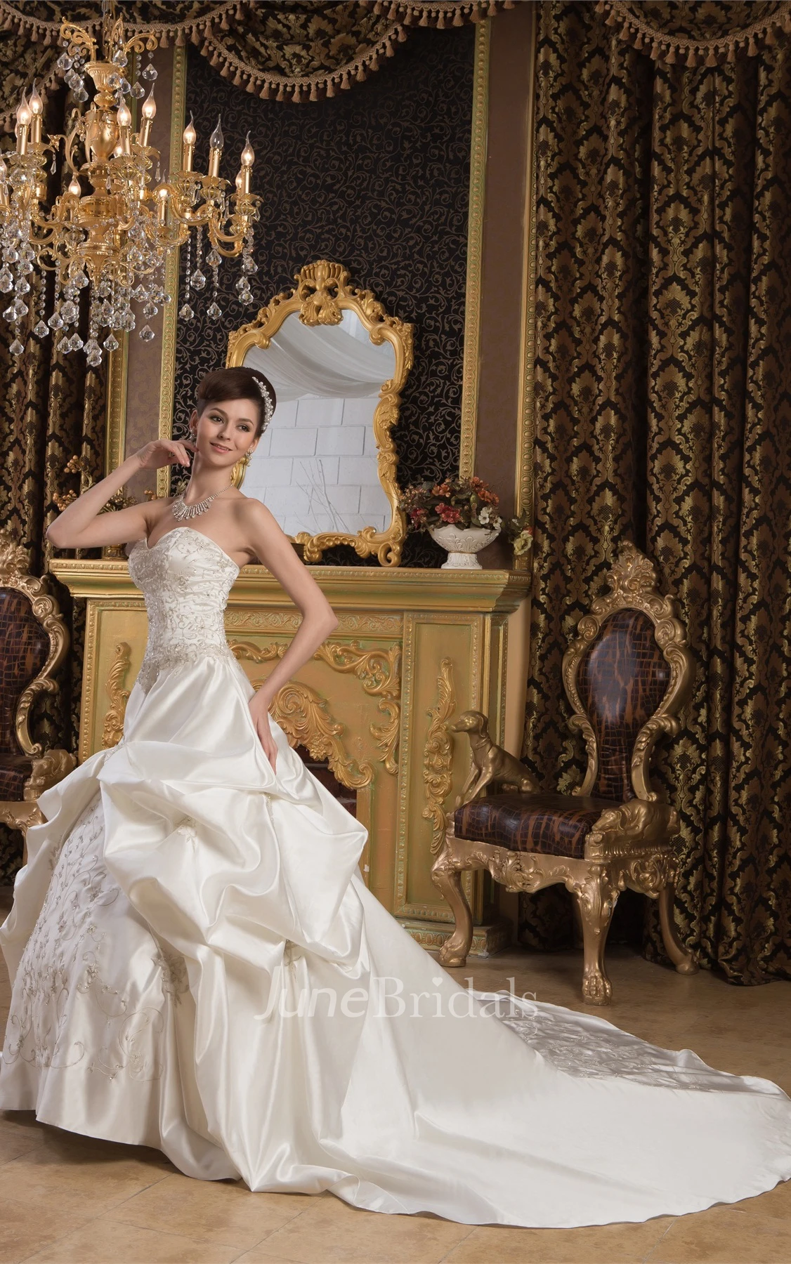 Sweetheart Embroidered Ball Gown with Beading and Pick Up