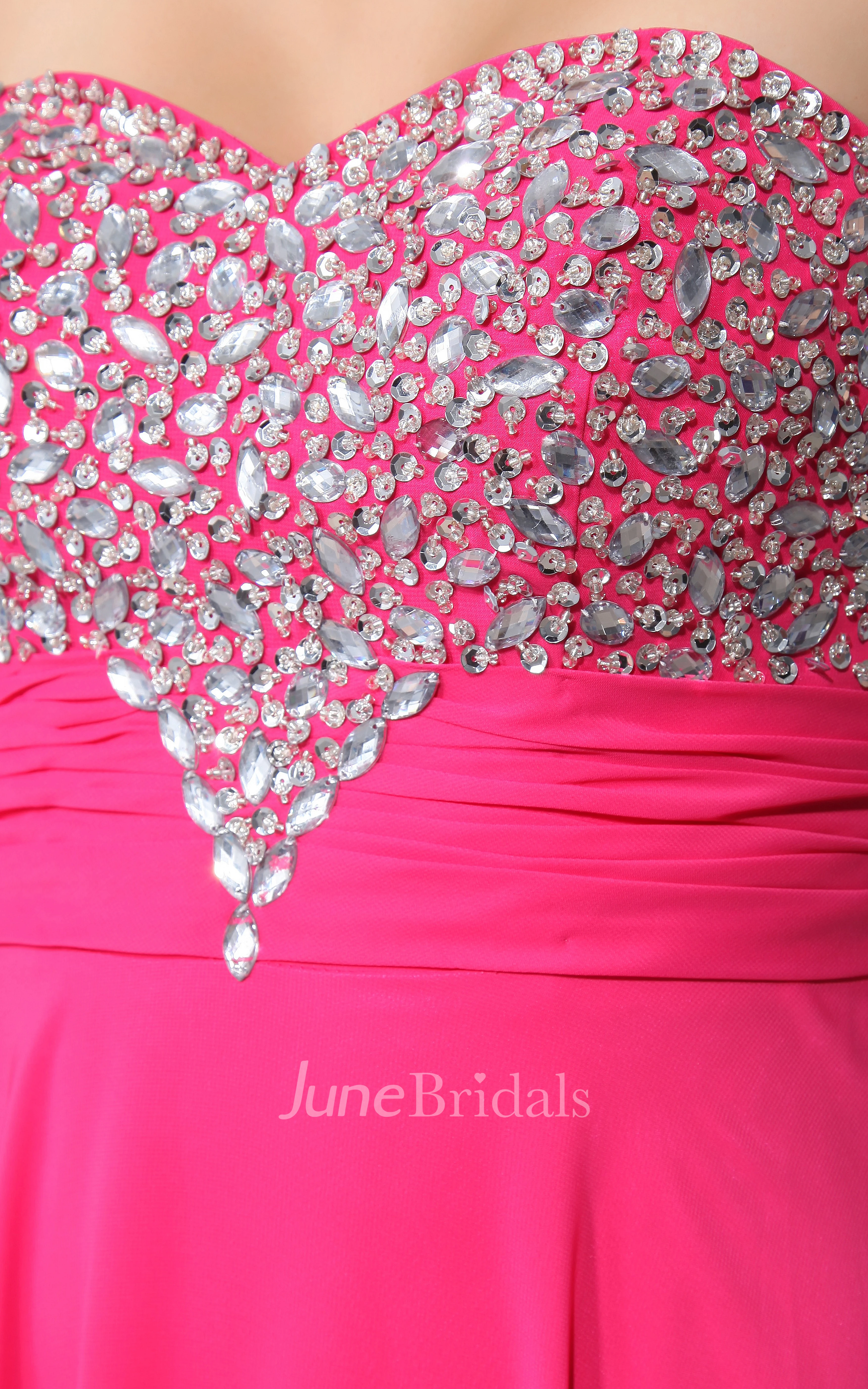 Sassy Sweetheart Chiffon Floor-Length Dress With Beaded Top