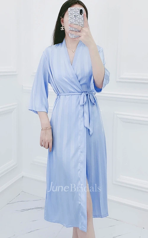 Stripes Bride Bridesmaid Half Sleeved Robe